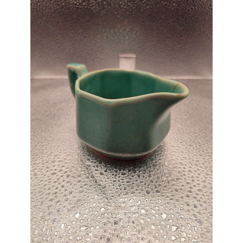 Mt Clemens Petalware Creamer Green Pottery Cream Pitcher 1370